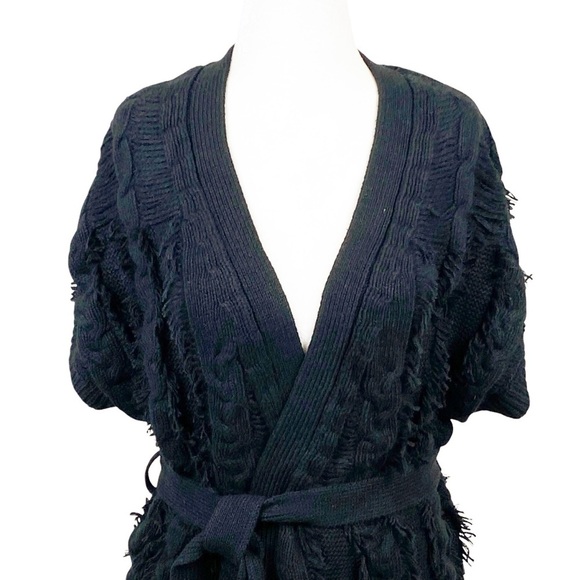 Zadig & Voltaire Corry Cows Cardigan Sz S Belt Sweater Black Cotton Cashmere - Picture 4 of 10